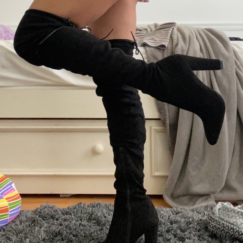 brand new suede over the knee black boots